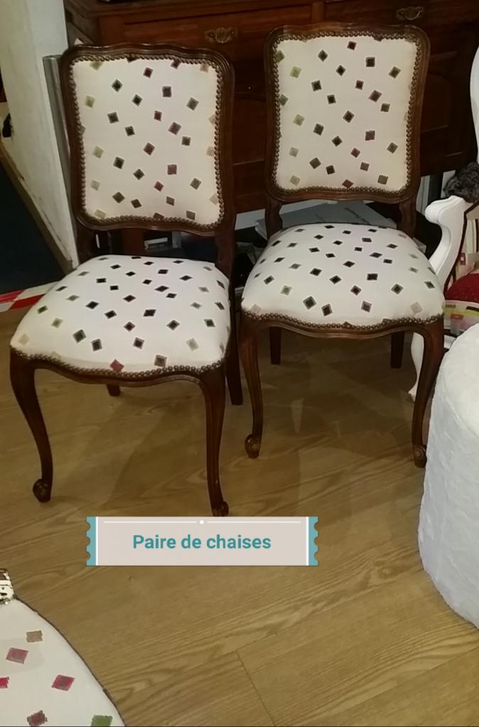 Chaises recouvertes tissus Chanee/Deschemaker 