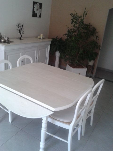 Table & chaises WHITE Béton Ciré Blanc