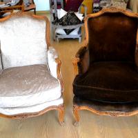 Fauteuil Marron avant & Collection Fauna Beige Apres