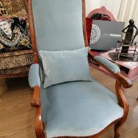 Fauteuil voltaire tissus velours lemming APRES